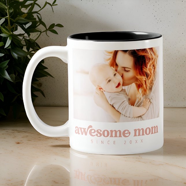 Awesome Mum Since 20XX Modern Mother's Day Two-Tone Coffee Mug (Creator Uploaded)