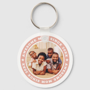 Awesome Mum Since 20XX Modern Simple Photo Key Ring