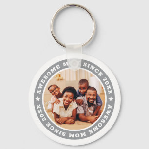Awesome Mum Since 20XX Modern Simple Photo Key Ring