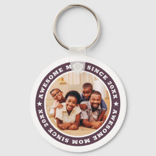 Awesome Mum Since 20XX Modern Simple Photo Key Ring