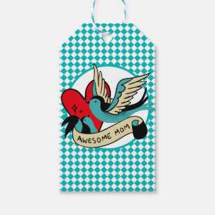 Awesome Mum Tattoo and Harlequin Mother's Day Gift Tags