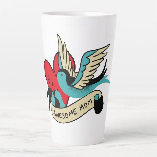 Awesome Mum Tattoo   Latte Mug (Front)