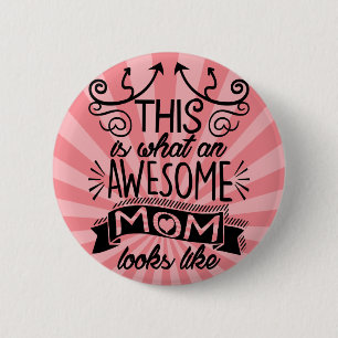 Awesome Mum Typography Quote 6 Cm Round Badge