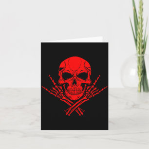Awesome Music Skull Rocker Greeting Red Skull  Card