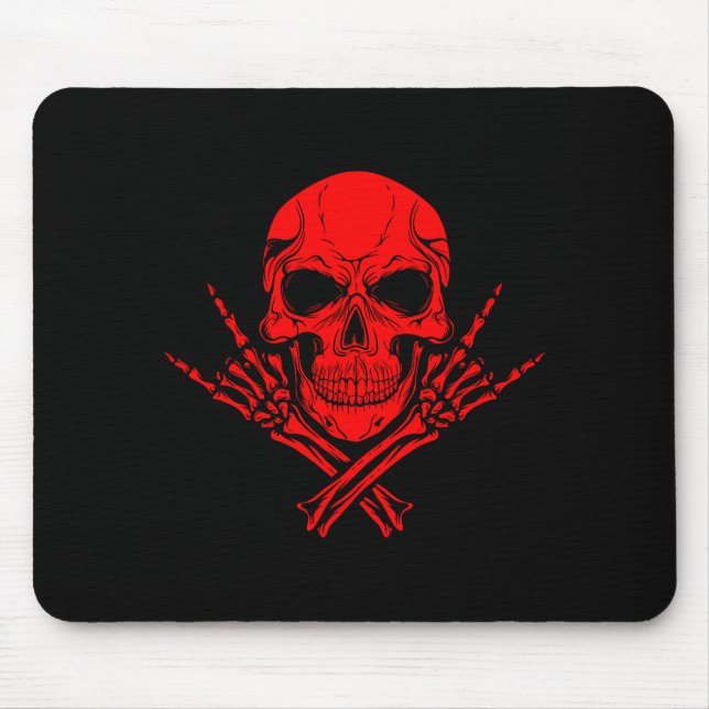 Awesome Music Skull Rocker Greeting Red Skull  Mouse Mat (Front)