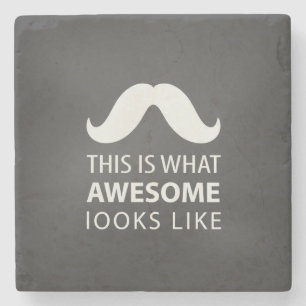 Awesome Mustache Stone Coaster
