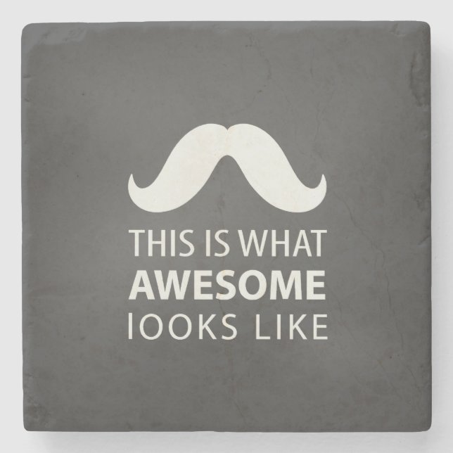 Awesome Mustache Stone Coaster (Front)
