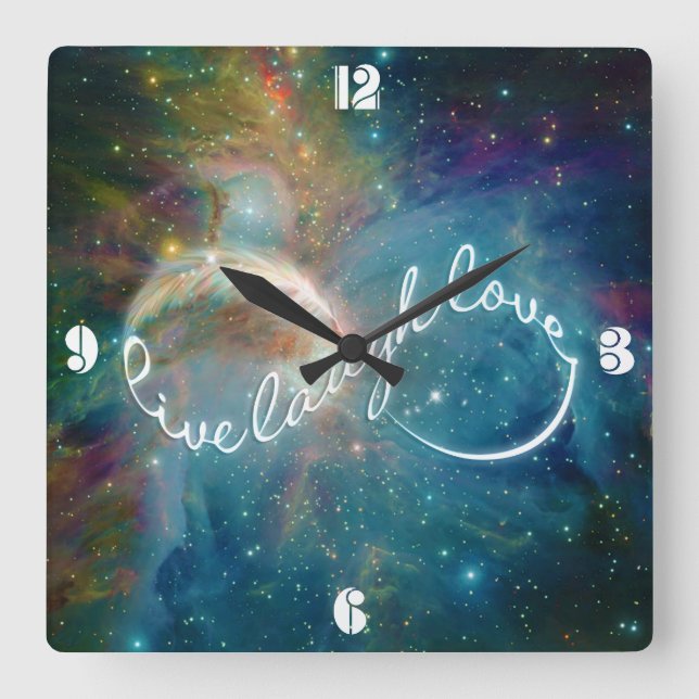 Awesome mystic "Live Laugh Love" infinity symbol Square Wall Clock (Front)