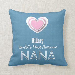 Awesome NANA Pastel Blue Pink Star and Name A07V Cushion