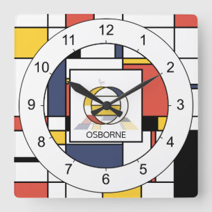 Awesome Neoplasticism Art Monogram. Letter O Square Wall Clock