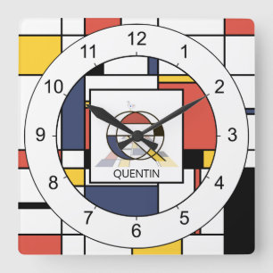 Awesome Neoplasticism Art Monogram. Letter Q Square Wall Clock