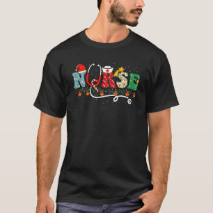 Awesome Nurse Lights Santa Hat Christmas Pajama St T-Shirt