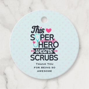 Awesome Nurse Superhero Saying Typograph Thank You Favour Tags
