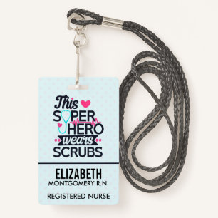 Awesome Nurse Superhero Saying Typography ID Badge