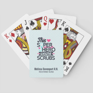 Awesome Nurse Superhero Saying Typography Playing Cards
