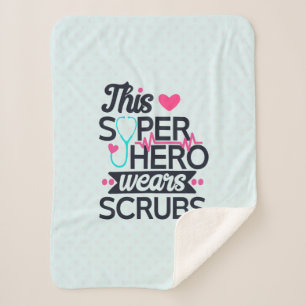 Awesome Nurse Superhero Saying Typography Sherpa Blanket