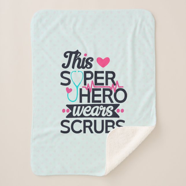 Awesome Nurse Superhero Saying Typography Sherpa Blanket (Front)