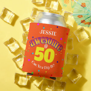 AWESOME Orange 50TH BIRTHDAY Can Cooler