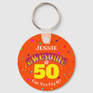 AWESOME Orange 50TH BIRTHDAY  Key Ring