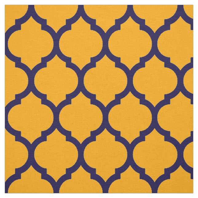 Awesome Orange Blue Moroccan Quatrefoil Pattern Fabric (Swatch)
