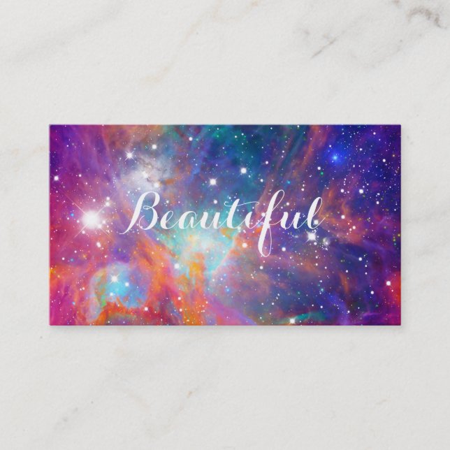 Awesome Orion nebula shining stars “Beautiful” Business Card (Front)