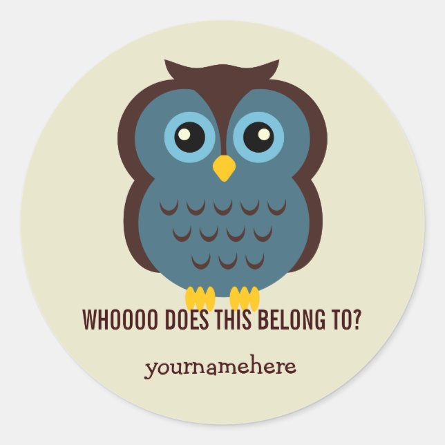 Awesome Owl THIS BELONGS TO Stickers (Front)