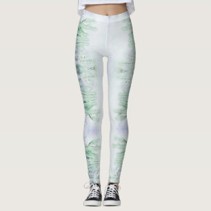 Awesome Pale Green Cactus Pattern Leggings