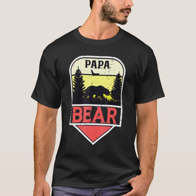 Awesome  Papa Bear Best Dad Bear Family T-Shirt (Front)