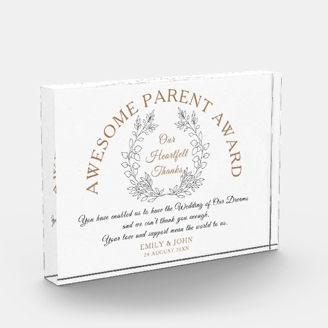 Awesome Parent Award Thank You from Bride & Groom Photo Block (Left)