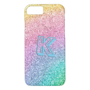 Awesome Pastel Glitter Girly Monogrammed Custom iPhone 8/7 Case