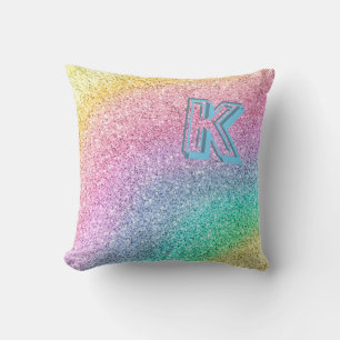 Awesome Pastel Glitter Monogrammed Custom Cushion