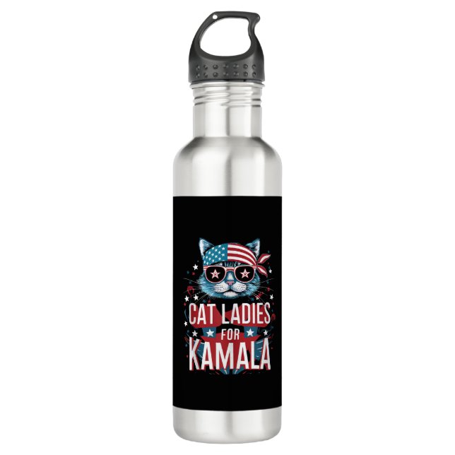 Awesome Patriotic Cat with Bandanna Cat Ladies for 710 Ml Water Bottle (Front)