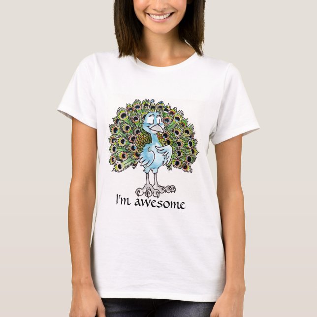 Awesome Peacock Ladies Fitted T-shirt (Front)