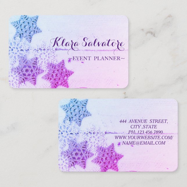 Awesome Perfect Christmas Purple Snowflake  Business Card (Front/Back)
