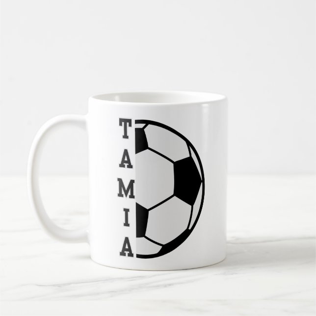 Awesome Personalised Name Soccer Ball Sports Coffee Mug (Left)