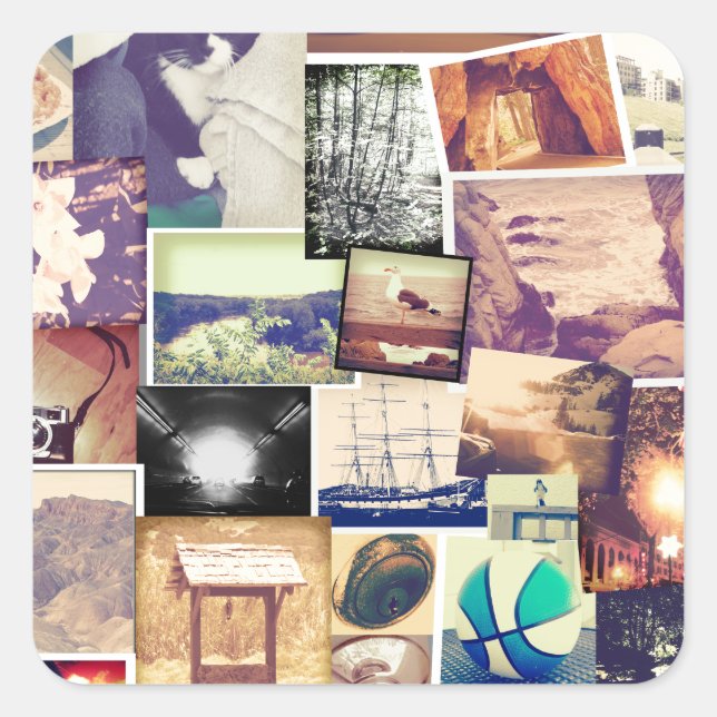 Awesome Photo Filter Indie Collage Square Sticker (Front)