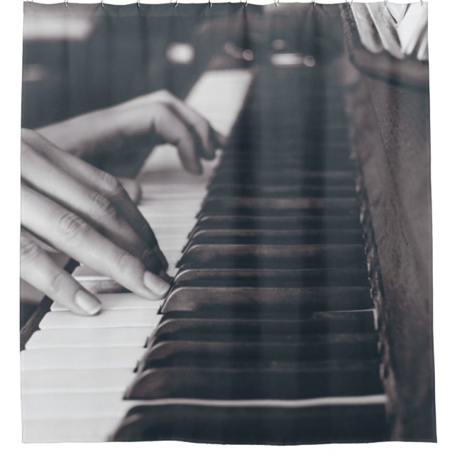 Awesome Piano Design Shower Curtain (Front)