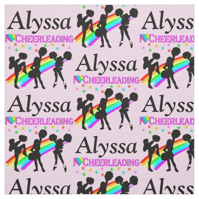 AWESOME PINK CHEERLEADER LOVE PERSONALIZED FABRIC (Swatch)