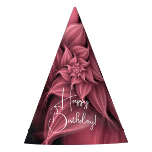 Awesome pink Flower Fractal Happy Party Hat
