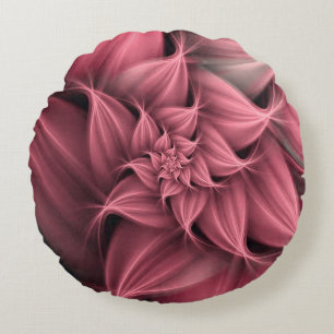 Awesome pink Flower Fractal Round Cushion