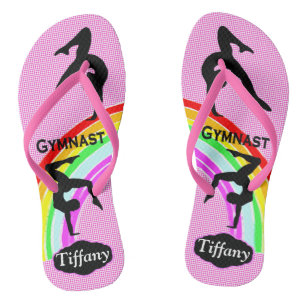 AWESOME PINK PERSONALIZED GYMNASTICS FLIP FLOPS