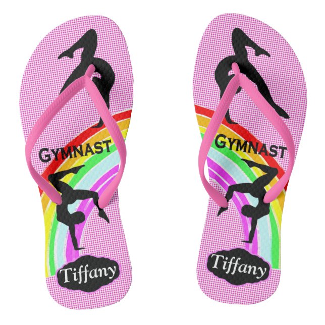 AWESOME PINK PERSONALIZED GYMNASTICS FLIP FLOPS (Footbed)