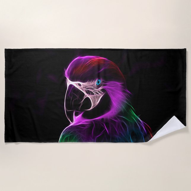 Awesome Plum Glow Parrot Beach Towel (Front)