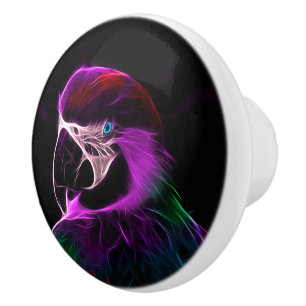 Awesome Plum Glow Parrot Ceramic Knob