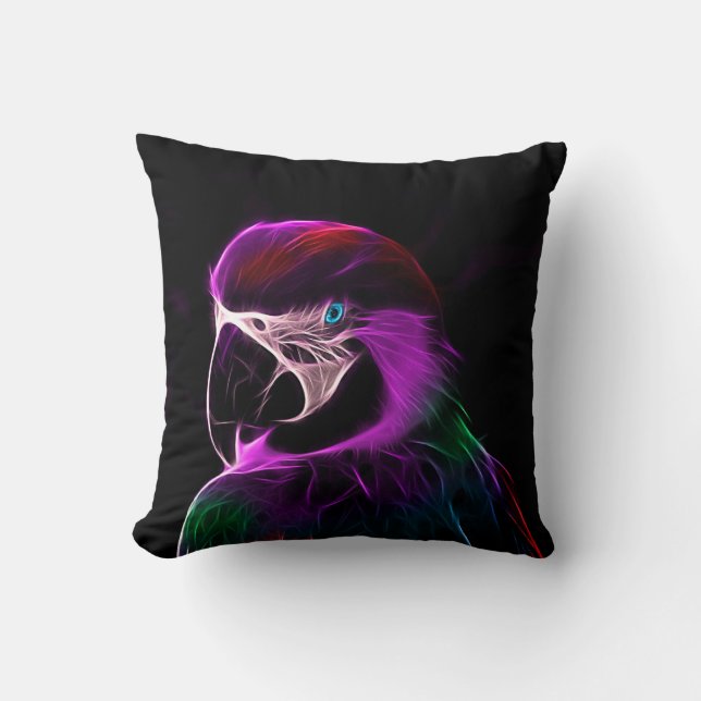 Awesome Plum Glow Parrot Cushion (Front)