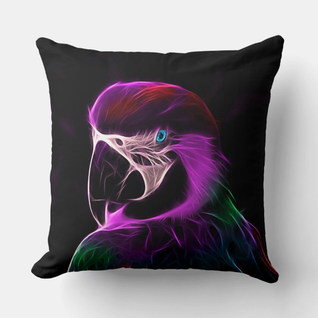 Awesome Plum Glow Parrot Cushion (Front)