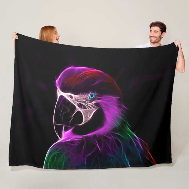 Awesome Plum Glow Parrot Fleece Blanket (In Situ)