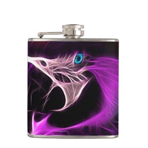 Awesome Plum Glow Parrot Hip Flask