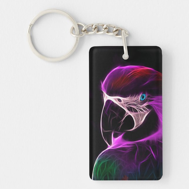 Awesome Plum Glow Parrot Key Ring (Front)