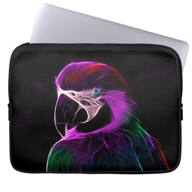 Awesome Plum Glow Parrot Laptop Sleeve (Front)